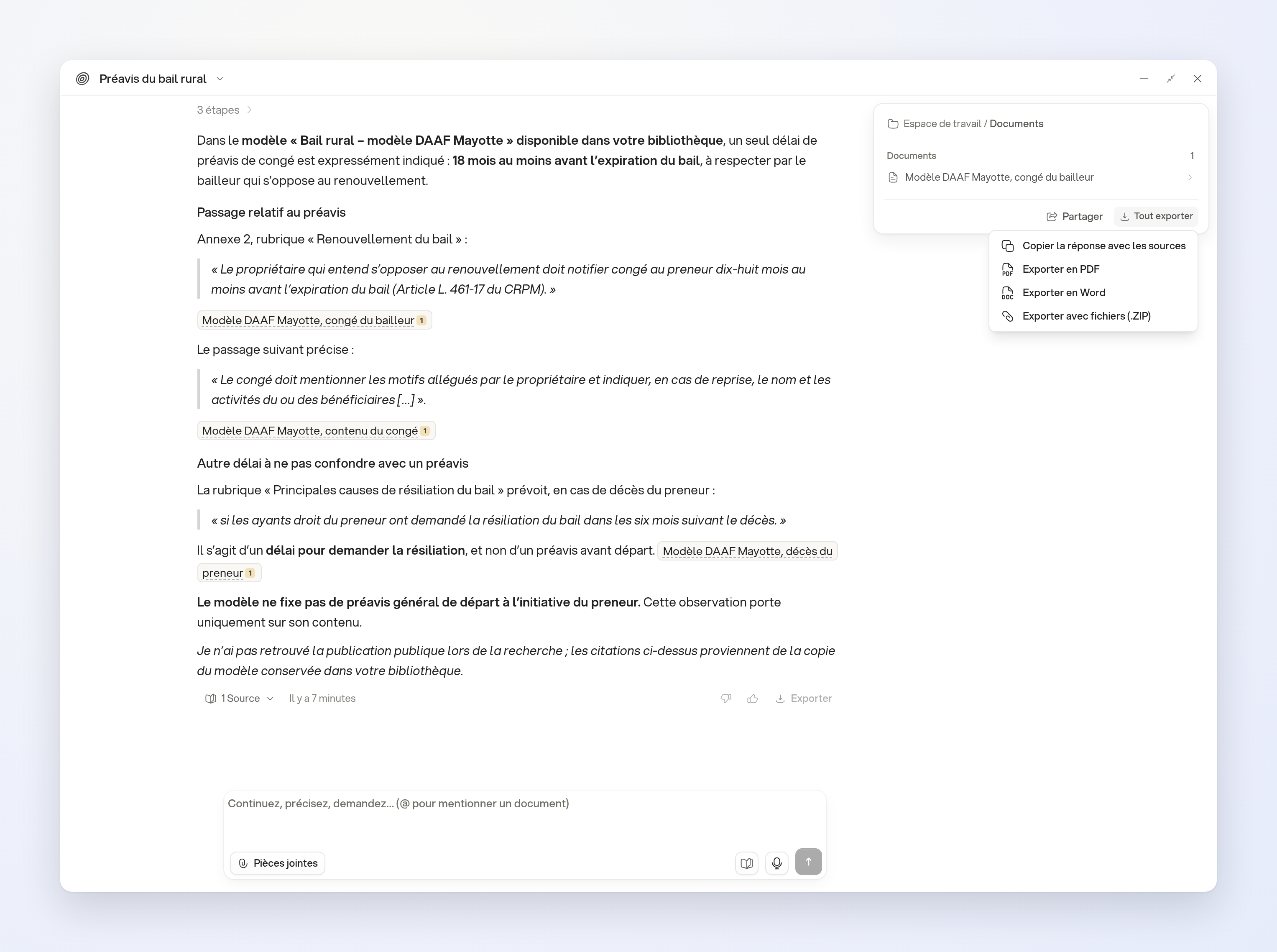 The Export all menu beside an answer citing a public rural lease template The Export all menu beside an answer citing a public rural lease template