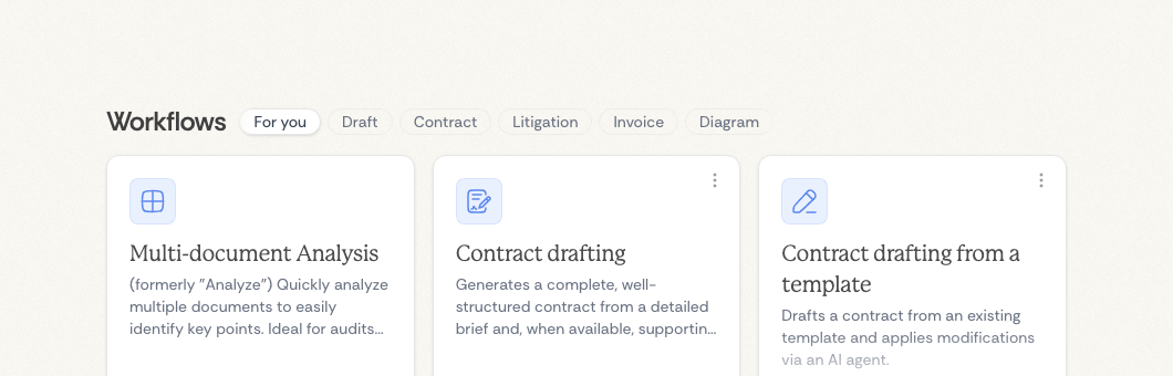 Workflow selection Workflow selection
