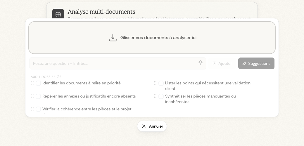 Bibliothèque de prompts dans l'analyse multi-documents