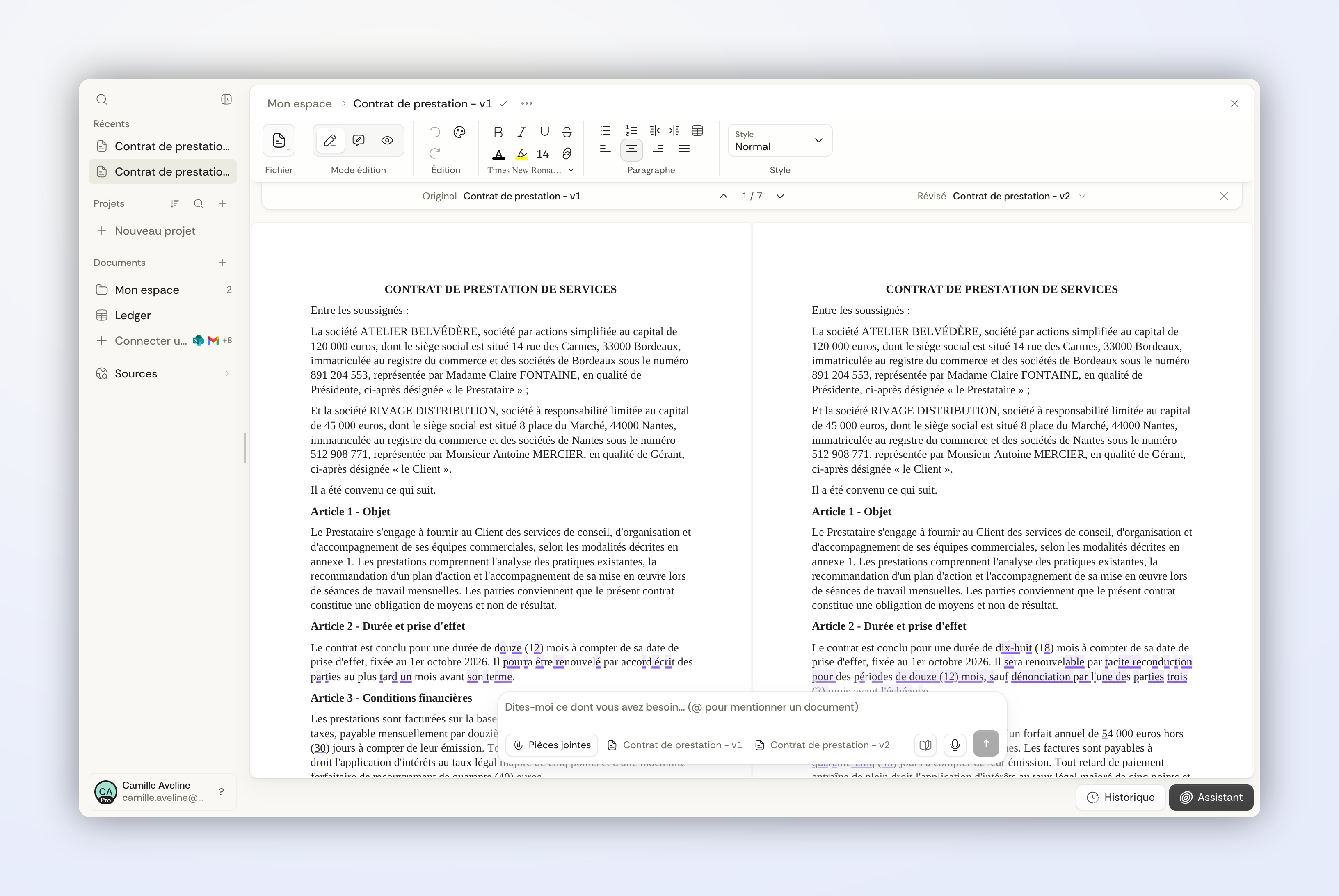 Comparer deux documents côte à côte Comparer deux documents côte à côte