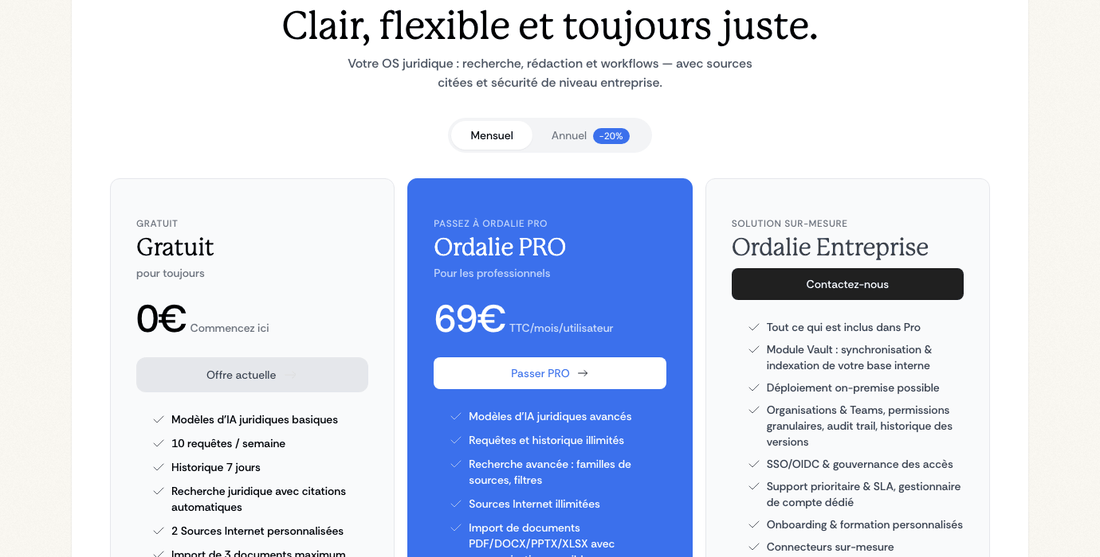 Tarifs Ordalie